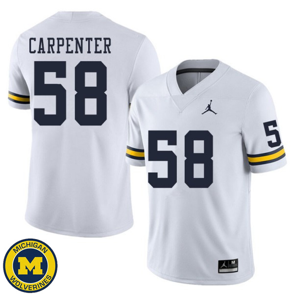 Mens Michigan Wolverines #58 Zach Carpenter White Official Game Jersey